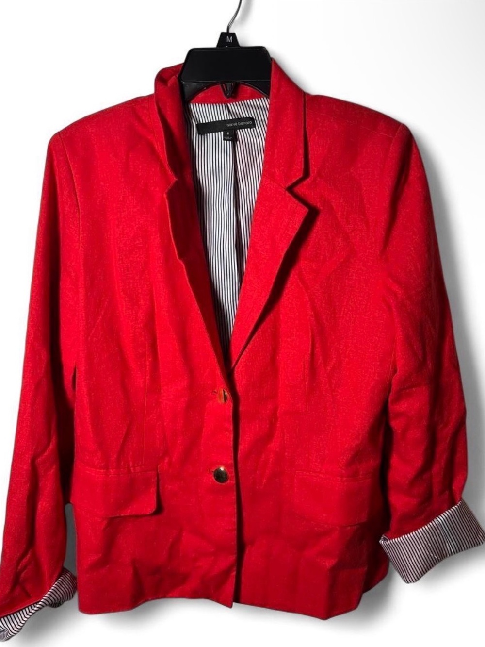 Harvé Benard Red Linen Blend Blazer Size 8